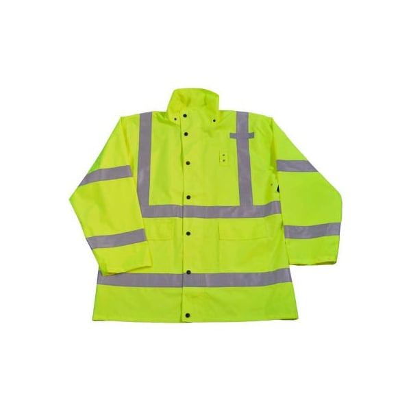 Petra Roc Inc Petra Roc HiVis Rain Parka Jacket, ANSI Class 3, 300D Oxford/PU Coating, Lime, S LRJK-C3-S - main